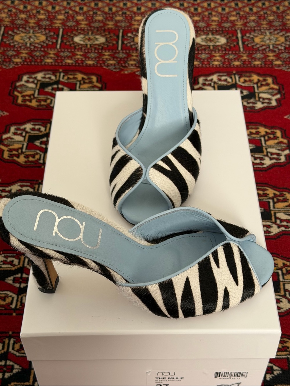 NOU Zebra Print Open-Toe Mule in Black & White - Picture 4 of 4